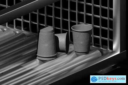 Industrial Paper Coffee Cups Mockup