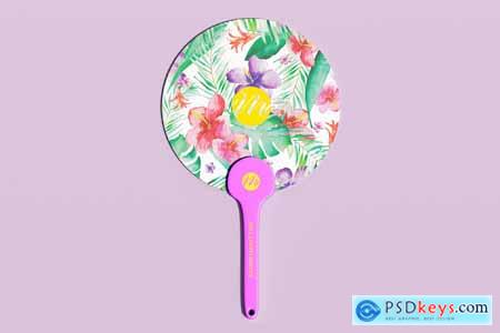 Round Paper Hand Fan Mockup
