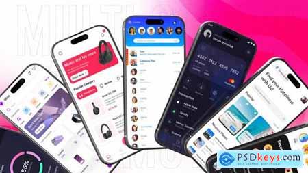 Multi-Screen 4k Mobile App Promo Modern UI Presentation Pack 58293837