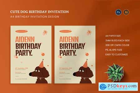 Cute Dog Birthday Invitation