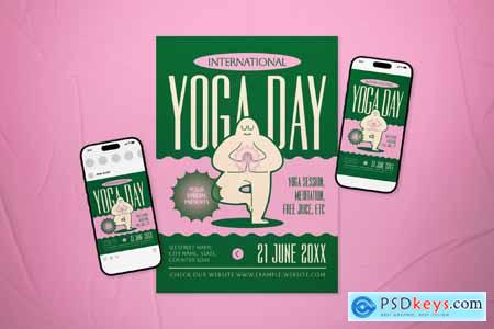 Green Bold International Yoga Day Flyer Set