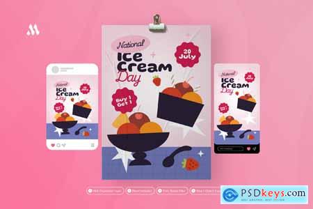 National Ice Cream Day - Flyer Set