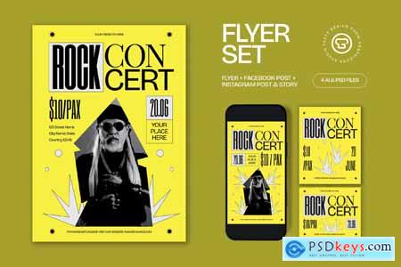 Yellow Anti Design Rock Concert Flyer Set