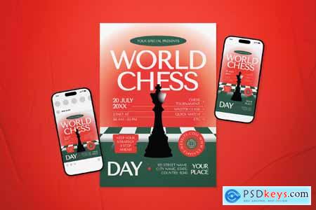 Black Bold International Chess Day Flyer Set