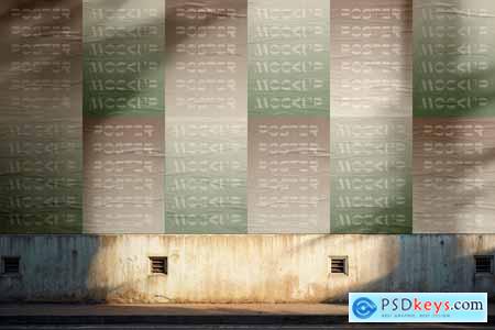 Outdoor Glued Posters Mockup with Shadow Overlay