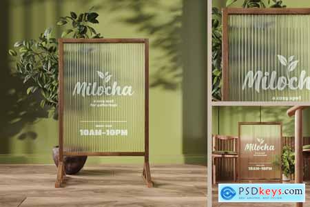 Frosted Glass Sign Board Mockup