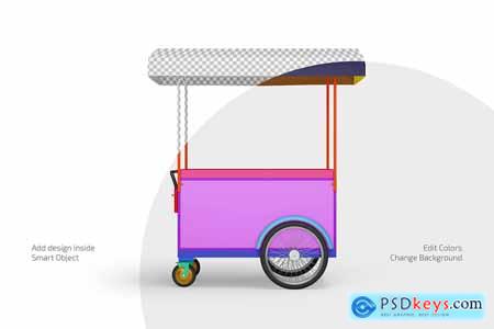 Ice Cream Cart with Umbrella Mockup Set