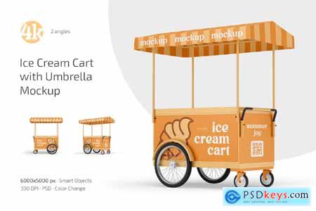 Ice Cream Cart with Umbrella Mockup Set Ice Cream Cart with Umbrella Mockup Set