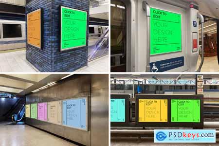 Subway Signboard Mockup Set