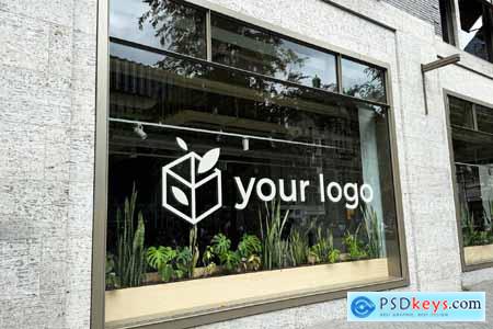 Shop Window Glass Logo Mockup