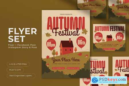 Orange Quirky Autumn Festival Flyer Set