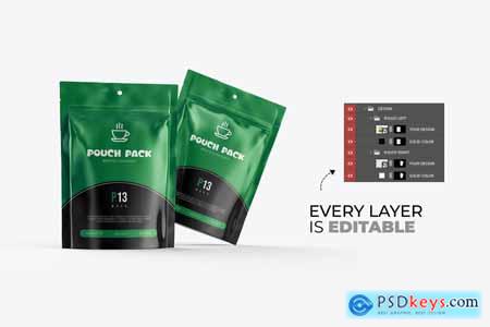 Plastic Foil Pouch Packaging PSD Mockup
