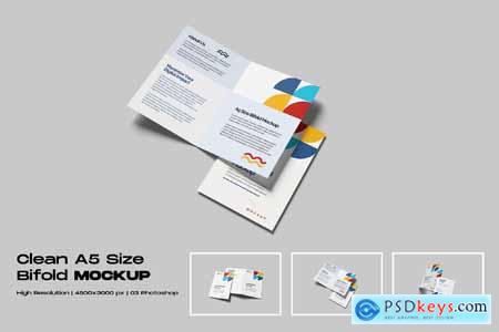 A5 Bifold Brochure Mockup with Clean Background