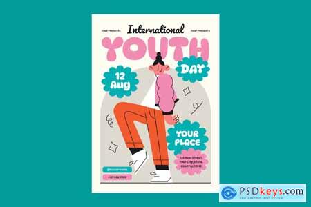 Pink Green Flat International Youth Day Flyer