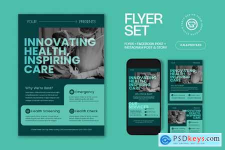 Green Utilitarian Hospital Flyer Set