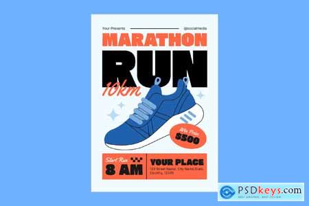 Blue Orange Flat Marathon Run Flyer