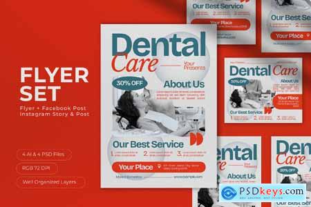 Orange Utilitarian Dental Care Flyer Set