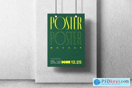 Hanging Poster Mockup on Wall