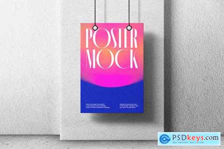 Hanging Poster Mockup on Wall
