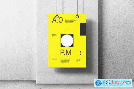Hanging Poster Mockup on Wall