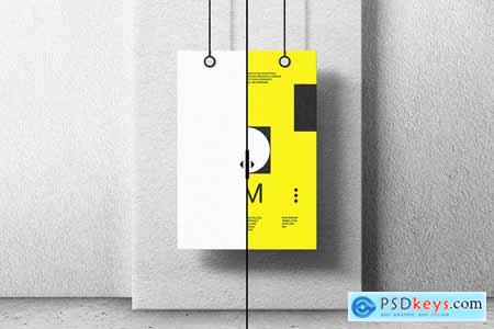 Hanging Poster Mockup on Wall