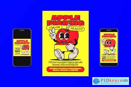 Retro Apple Picking Flyer Set