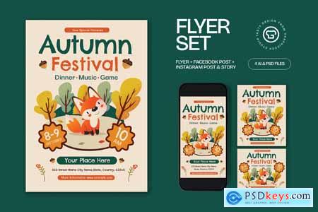 Green Orange Autumn Festival Flyer Set