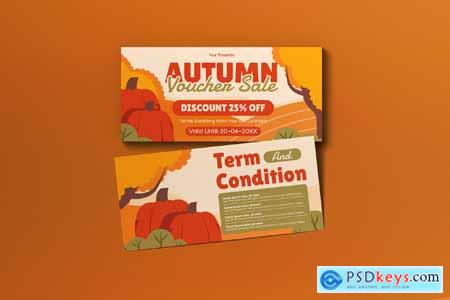 Green Quirky Illustration Autumn Sale Voucher