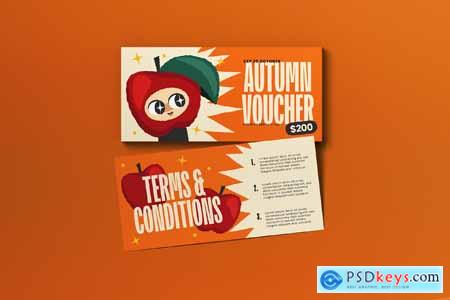 Orange Quirky Illustration Autumn Sale Voucher