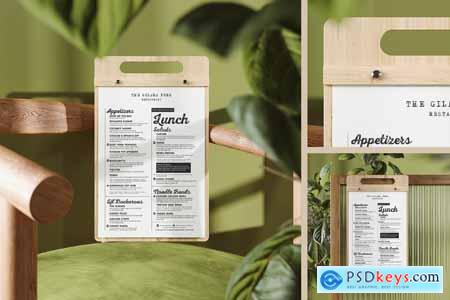 Wooden Board Menu Holder Mockup