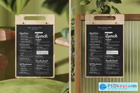 Wooden Board Menu Holder Mockup