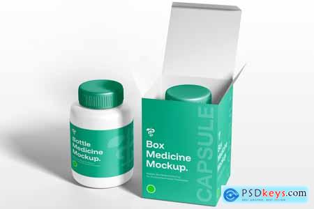 Bottle and Box Medicine Mockup