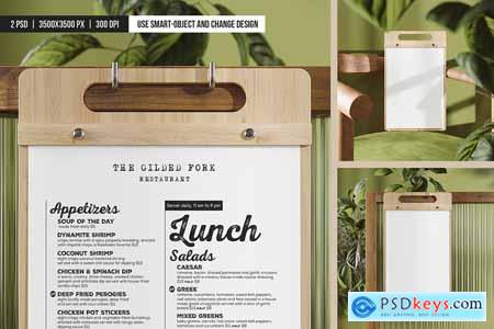Wooden Board Menu Holder Mockup