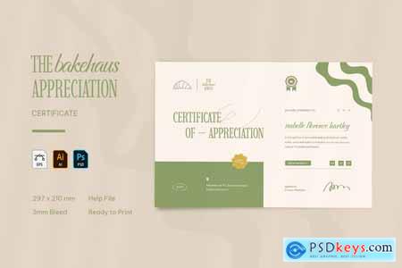 The Bakehaus Appreciation - Certificate