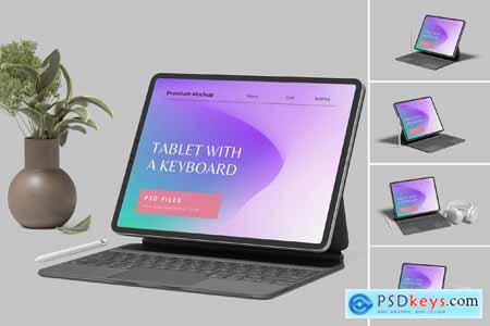 iPad with Keyboard Mockup