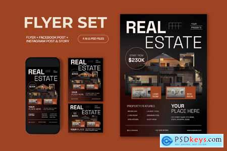 Black Utilitarian Real Estate Flyer Set