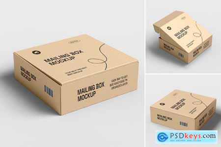 Kraft Paper Mailing Box Branding Mockup Set