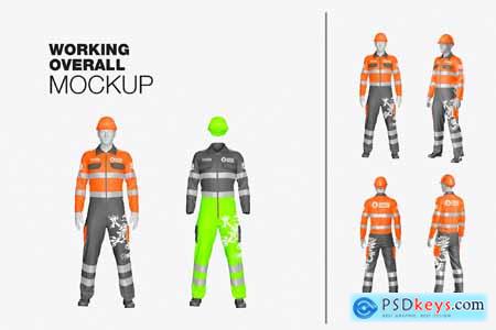 set Construction Worker Overall Mockup
