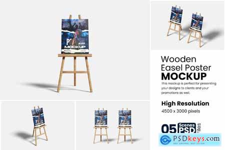 Wooden Easel Poster Mockup