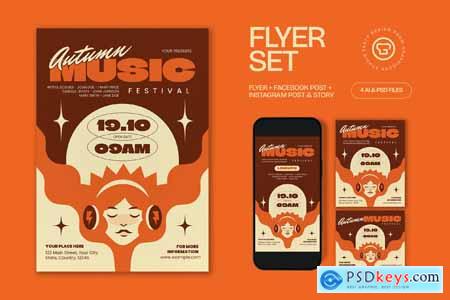Vintage Aesthetic Autumn Music Flyer For Event