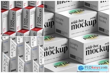 Isometric Stacked Boxes Packaging Mockup Set