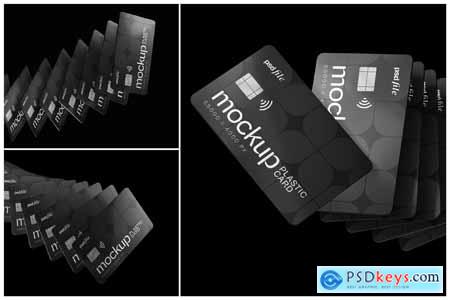 Stacked Credit Cards Mockup Set