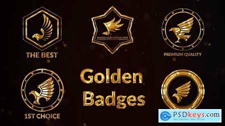 5 Golden Badges with Birds 59096012