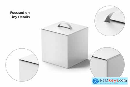 Cube Box Mockup With Plastic Handle