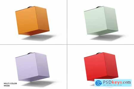 Cube Box Mockup With Plastic Handle