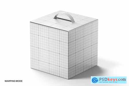 Cube Box Mockup With Plastic Handle