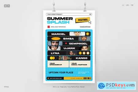 Blue Retro Summer Festival Line Up Flyer