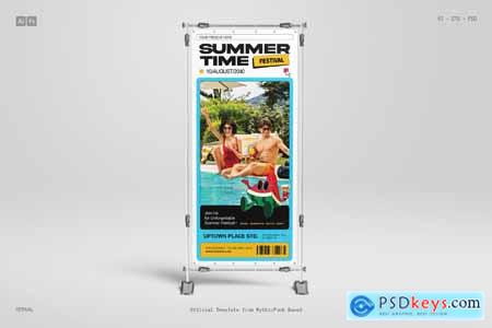 Blue Retro Summer Festival Stand Banner