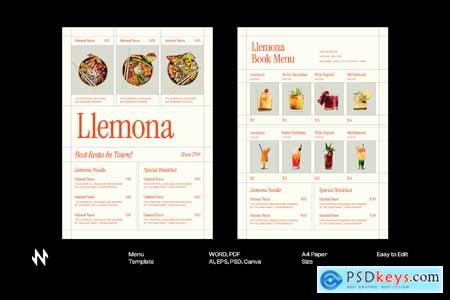 Elegant Restaurant Menu
