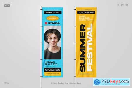 Blue Yellow Summer Festival Flag Banner
